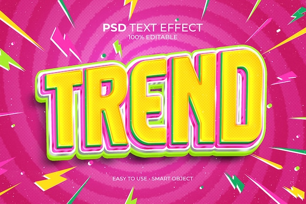 PSD efecto de texto colorido de tendencia