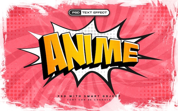 PSD efecto de texto cómico de anime 3d