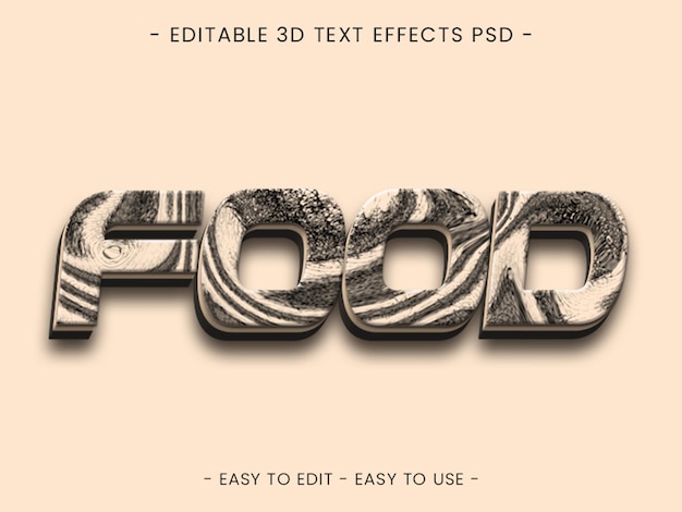 Efecto de texto de comida PSD Plantilla de estilos de texto de lujo