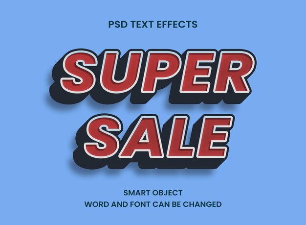 PSD efecto de texto de concepto de super venta