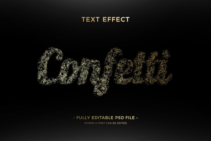 PSD efecto de texto de confeti