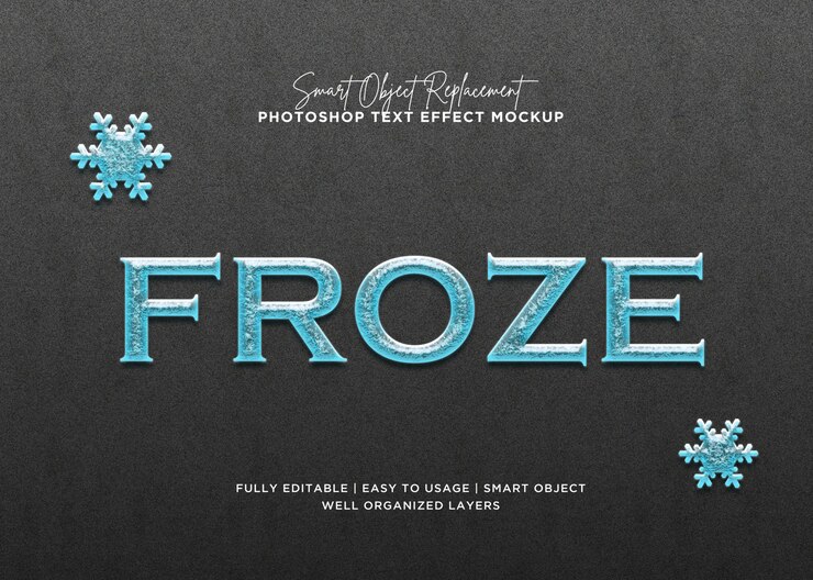 PSD efecto de texto congelado estilo 3d