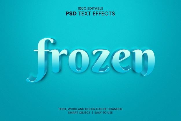 Efecto de texto congelado de hielo estilo de efecto de texto 3d editable