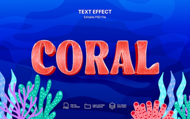 PSD efecto de texto coral