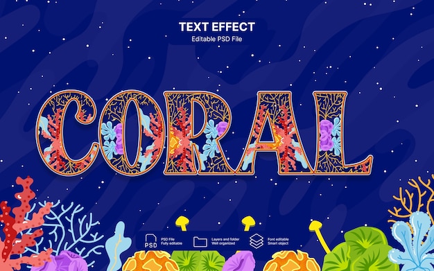 Efecto de texto de coral