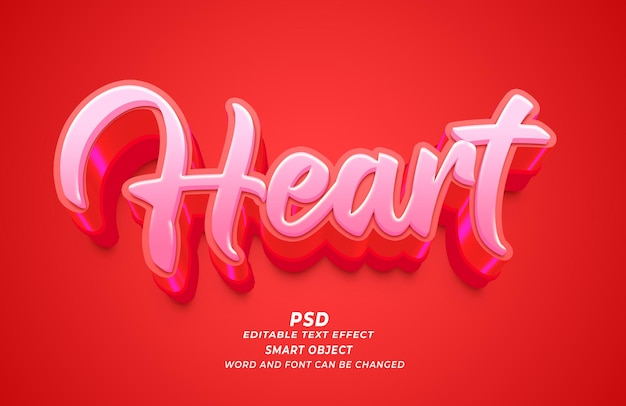Efecto de texto de corazón en 3D