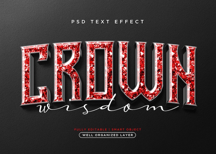 PSD efecto de texto de corona de estilo 3d