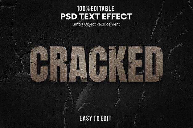 PSD efecto de texto cracked3d