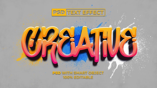 PSD efecto de texto creativo estilo graffiti efecto de mensaje editable