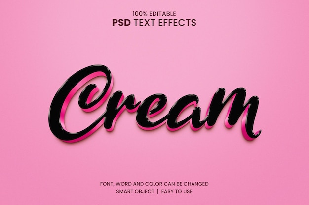 Efecto de texto crema con efecto de texto de lujo estilo 3d