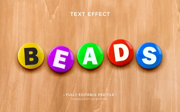 Efecto de texto de cuentas de letras