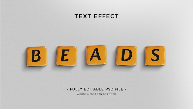Efecto de texto de cuentas de letras