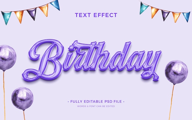 PSD efecto de texto de cumpleaños