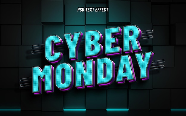 PSD efecto de texto cyber monday