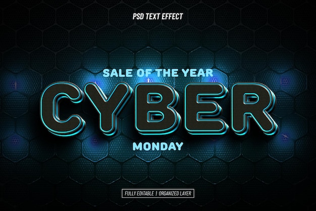 PSD efecto de texto cyber monday