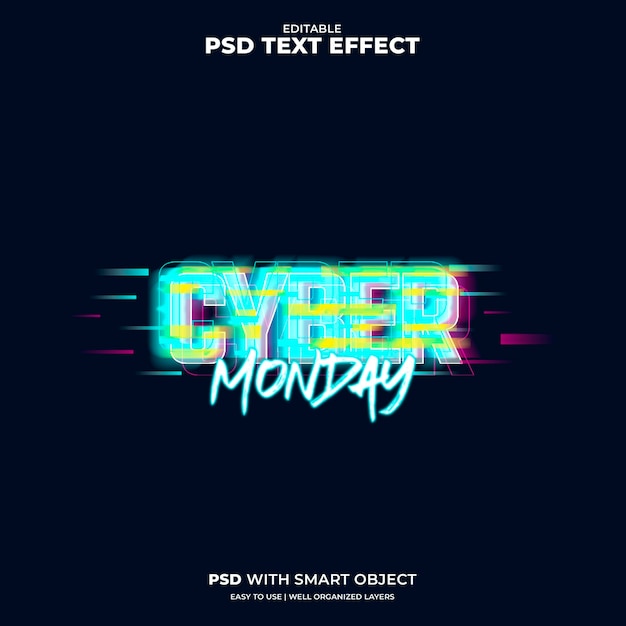 PSD efecto de texto cyber monday
