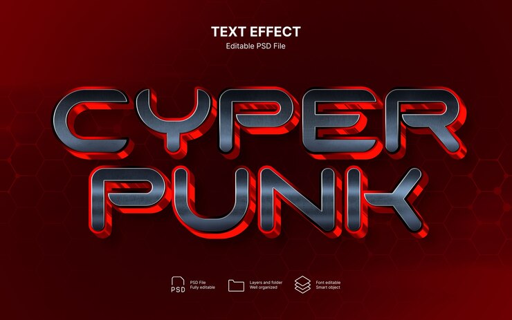 PSD efecto de texto cyborg