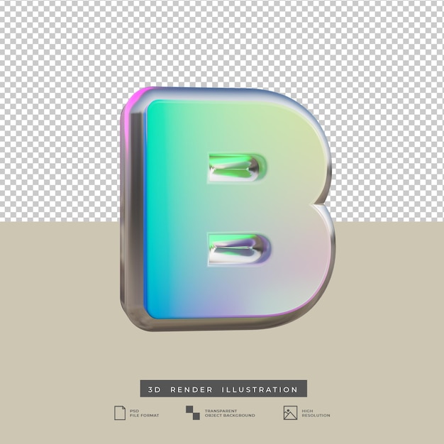 Efecto de texto degradado letra b render 3d