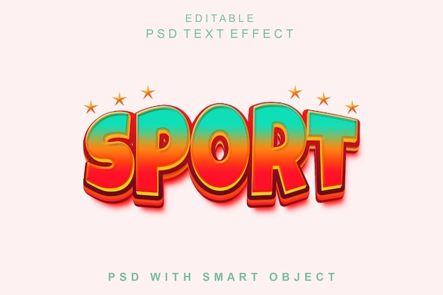 Efecto de texto deportivo en estilo de dibujos animados en 3D