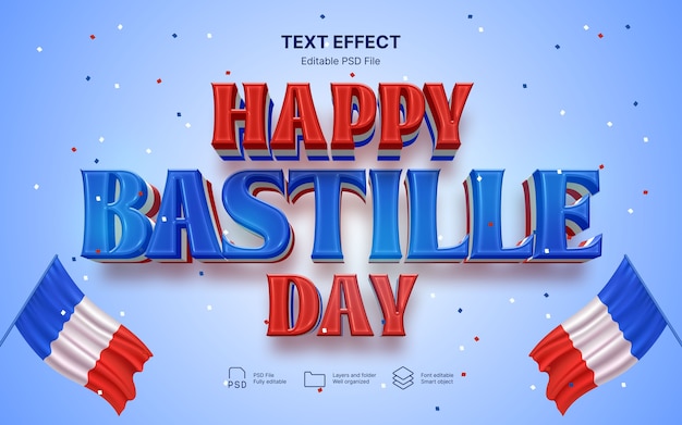 Efecto de texto del día de la Bastilla