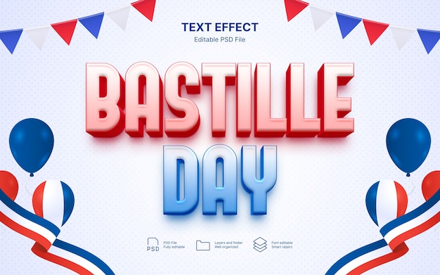 Efecto de texto del día de la Bastilla