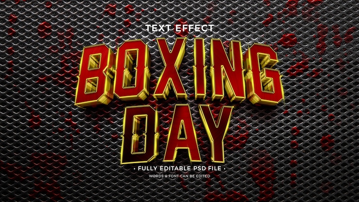 PSD efecto de texto del día del boxeo