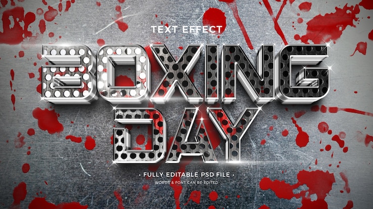 PSD efecto de texto del día del boxeo