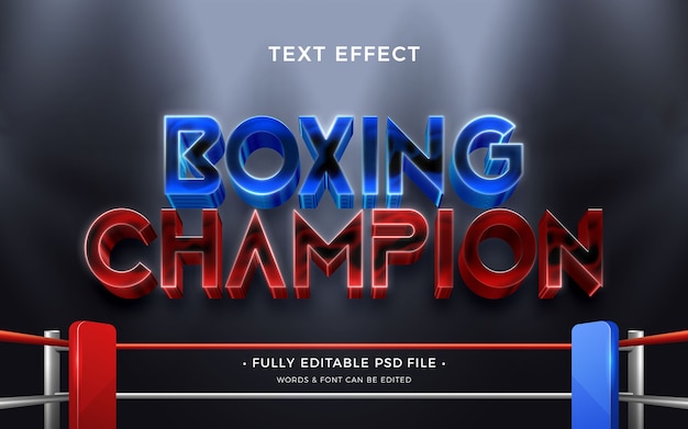 PSD efecto de texto de día de boxeo