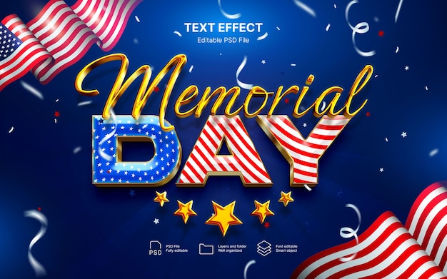 Efecto de texto del Día de los Caídos