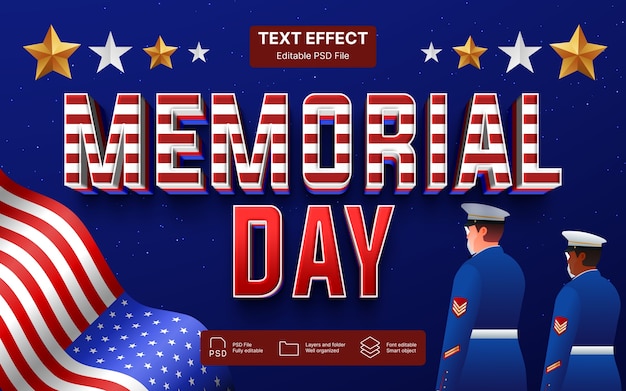 Efecto de texto del Día de los Caídos