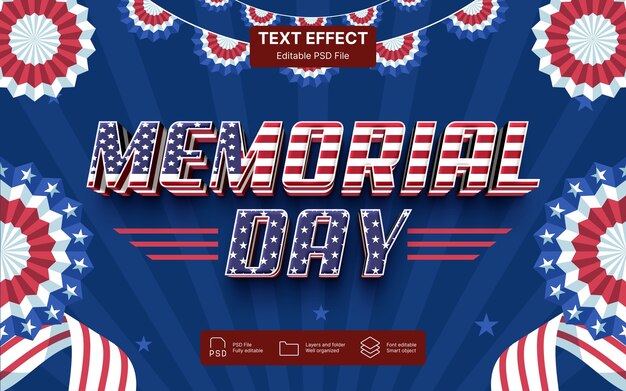 Efecto de texto del Día de los Caídos