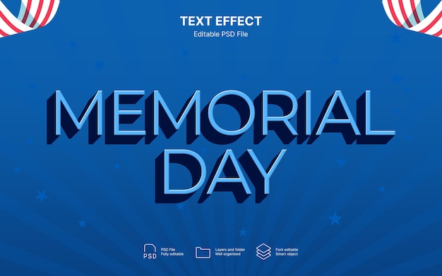 Efecto de texto del Día de los Caídos