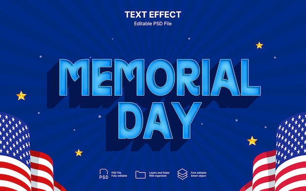 Efecto de texto del Día de los Caídos