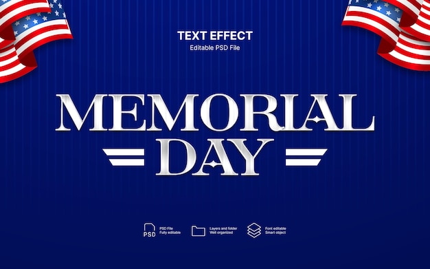 Efecto de texto del Día de los Caídos