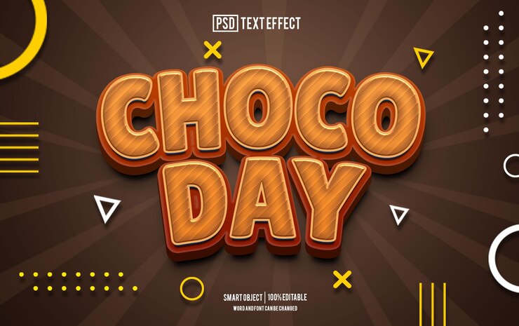 PSD efecto de texto de día de chocolate fuente tipografía editable texto 3d