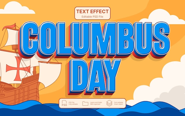 Efecto de texto del día de Colón
