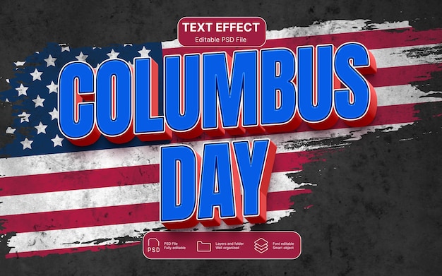 Efecto de texto del día de Colón