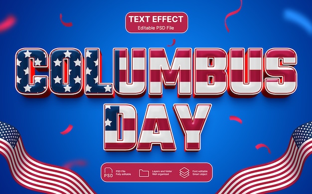 Efecto de texto del día de Colón