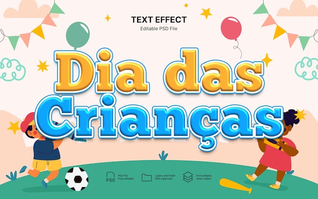 Efecto de texto de Dia das criancas