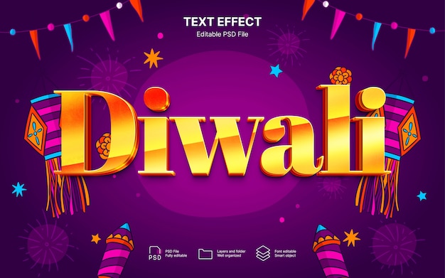 Efecto de texto del día de Diwali
