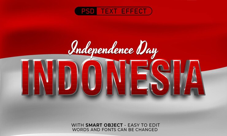 PSD efecto de texto del día de la independencia de indonesia