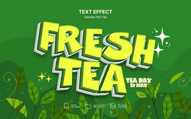 Efecto de texto del día internacional del té