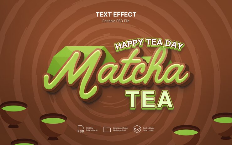 PSD efecto de texto del día internacional del té