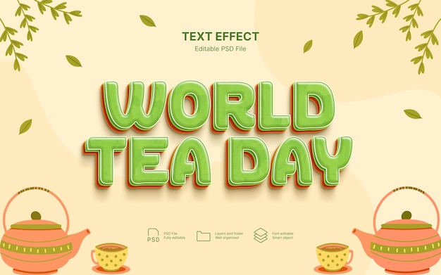 Efecto de texto del día internacional del té