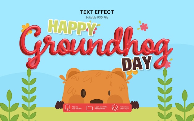 Efecto de texto del día de la marmota