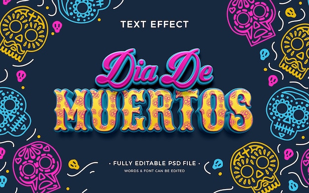 PSD efecto de texto del día de muertos