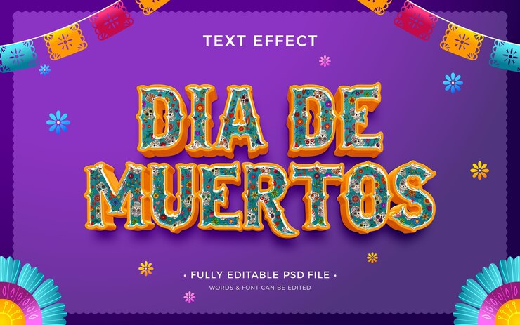 PSD efecto de texto del día de muertos