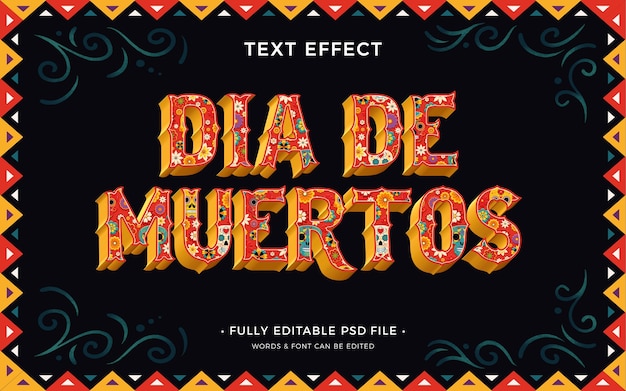 PSD efecto de texto del día de muertos