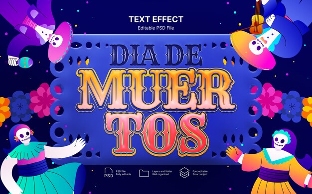 Efecto de texto del día de muertos