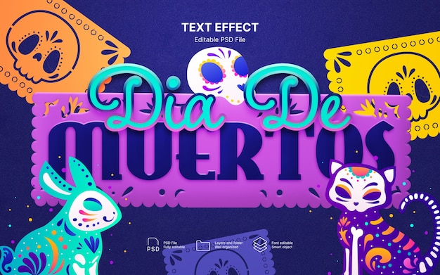 Efecto de texto del día de muertos